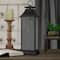 19" Black LED Mirrored Lantern with Warm White Flickering Lights